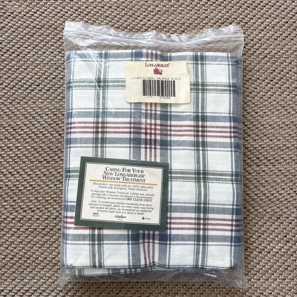 Longaberger Market Day Plaid Valance Blue Red Green Plaid #272352